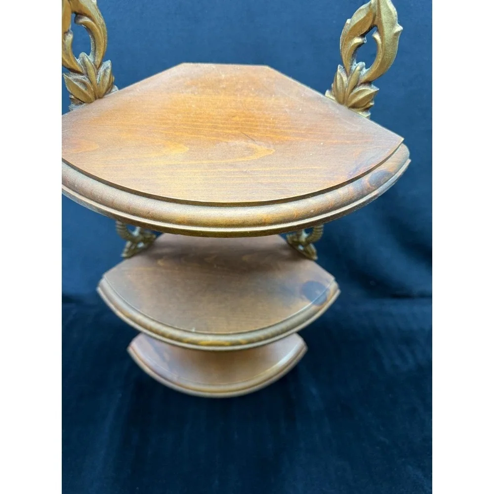 Vintage Sexton 3 Tier Corner Wall Mount Shelf Filagree Cottage Core 20